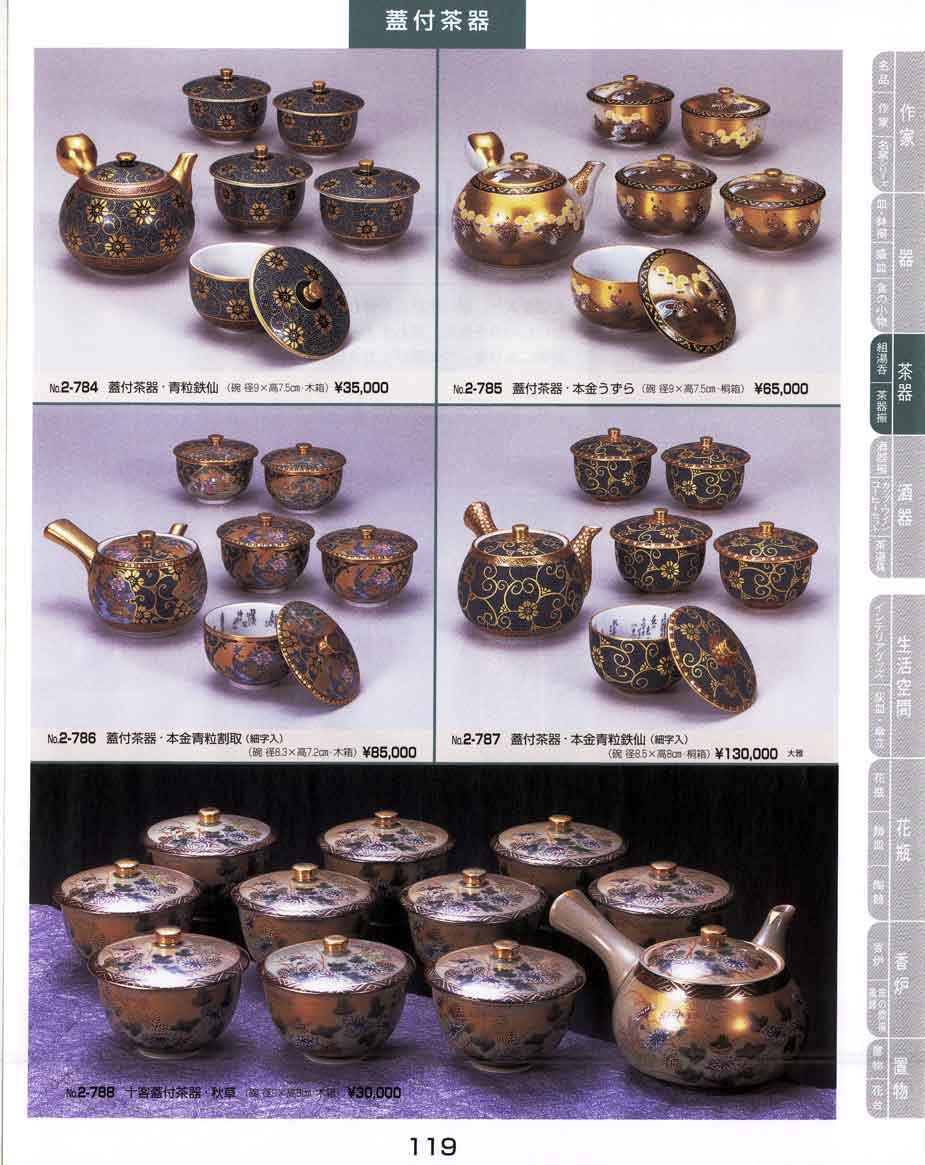 食器 茶器蓋付茶器 青粒鉄仙 本金うずら 本金青粒割取 本金青粒鉄仙