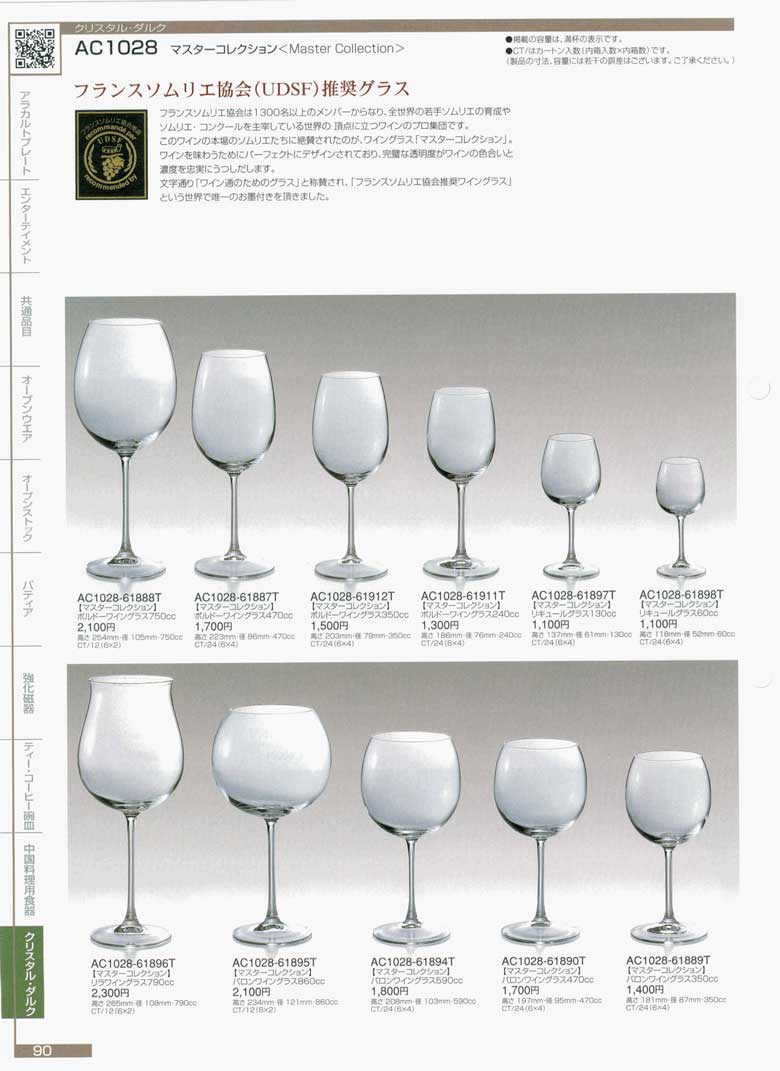 食器 マスターコレクション・フランスソムリエ協会推奨グラス・ワイン 