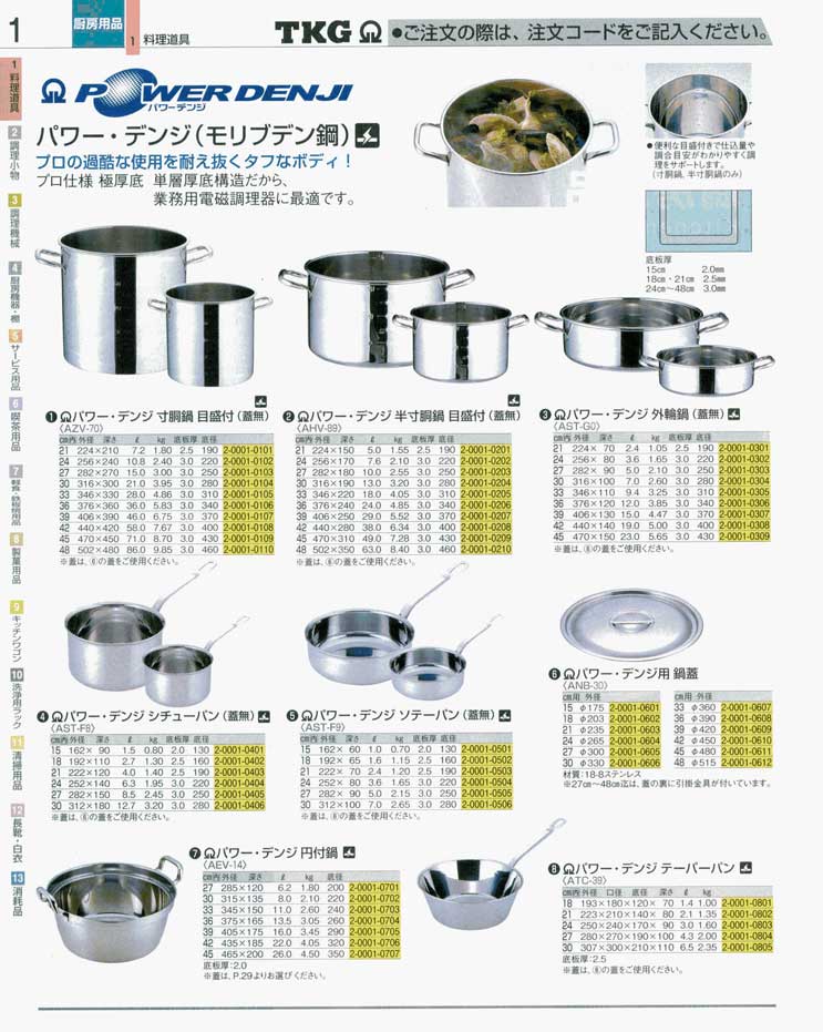 食器 鍋・ソテーパン ＴＫＧ業務用総合カタログ 遠藤商事－1ページ