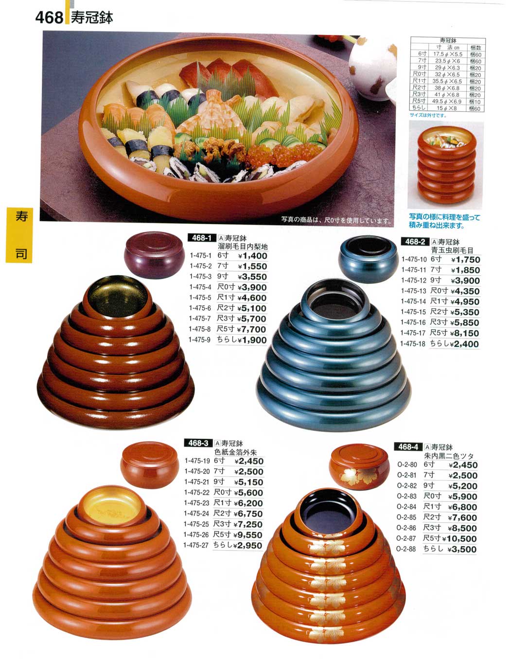 食器 寿司桶・寿冠鉢割烹漆器23-2－468ページ