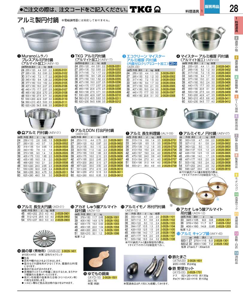 食器 円付鍋 ＴＫＧ業務用総合カタログ１２－２ 遠藤商事－28ページ