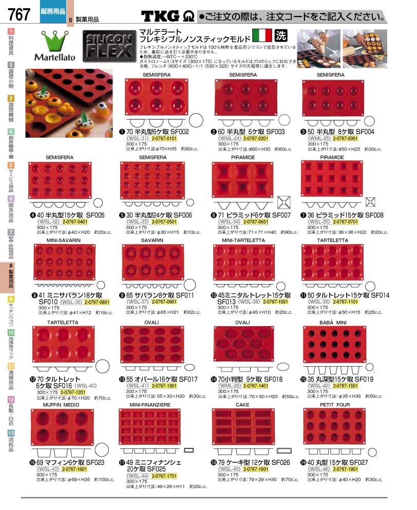 食器 マルテラート焼菓子型 ＴＫＧ業務用総合カタログ１２－２ 遠藤商事－767ページ