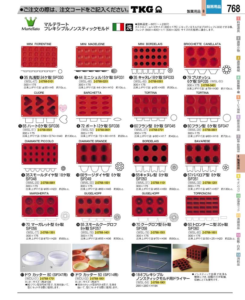 食器 マルテラート焼菓子型 ＴＫＧ業務用総合カタログ１２－２ 遠藤 