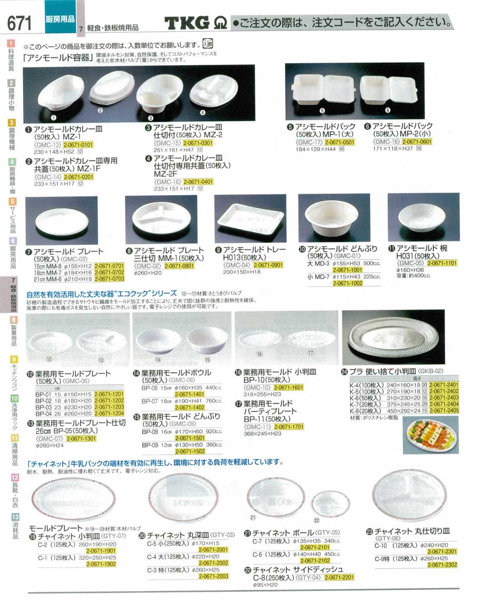 食器 紙皿 ＴＫＧ業務用総合カタログ１２－３ 遠藤商事－671ページ