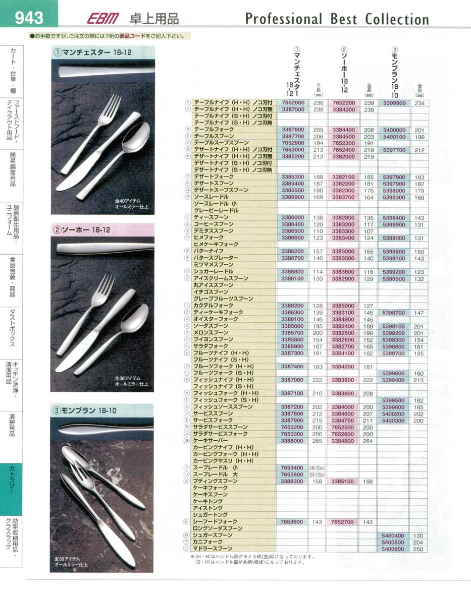 食器 カトラリー マンチェスター ソーホー モンブラン プロフェッショナルベストコレクション１４ １ ｅｂｍ 943ページ