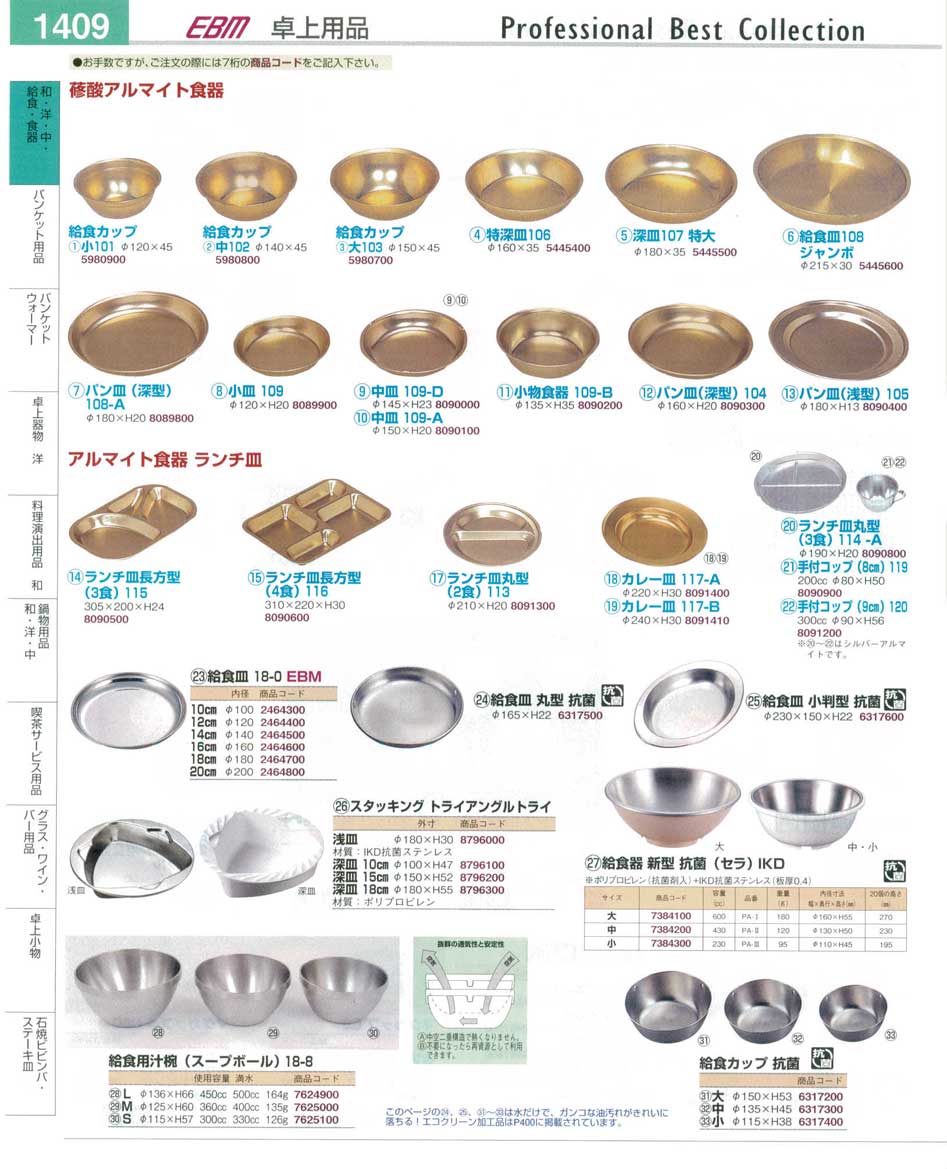 食器 シュウ酸アルマイト食器・アルマイト食器・給食食器・ランチ皿