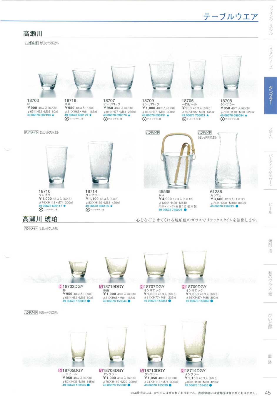 食器 高瀬川・高瀬川琥珀東洋佐々木ガラス２０１０－45ページ