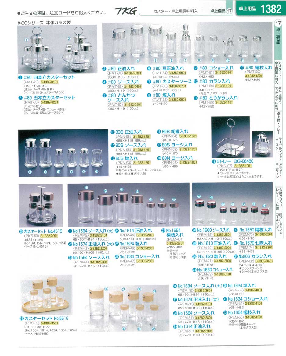 食器 カスター・卓上用調味料入 ＴＫＧ業務用総合カタログ１３－１