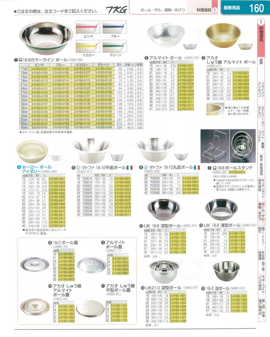 食器 ボール ＴＫＧ業務用総合カタログ１３－１ 遠藤商事－160ページ