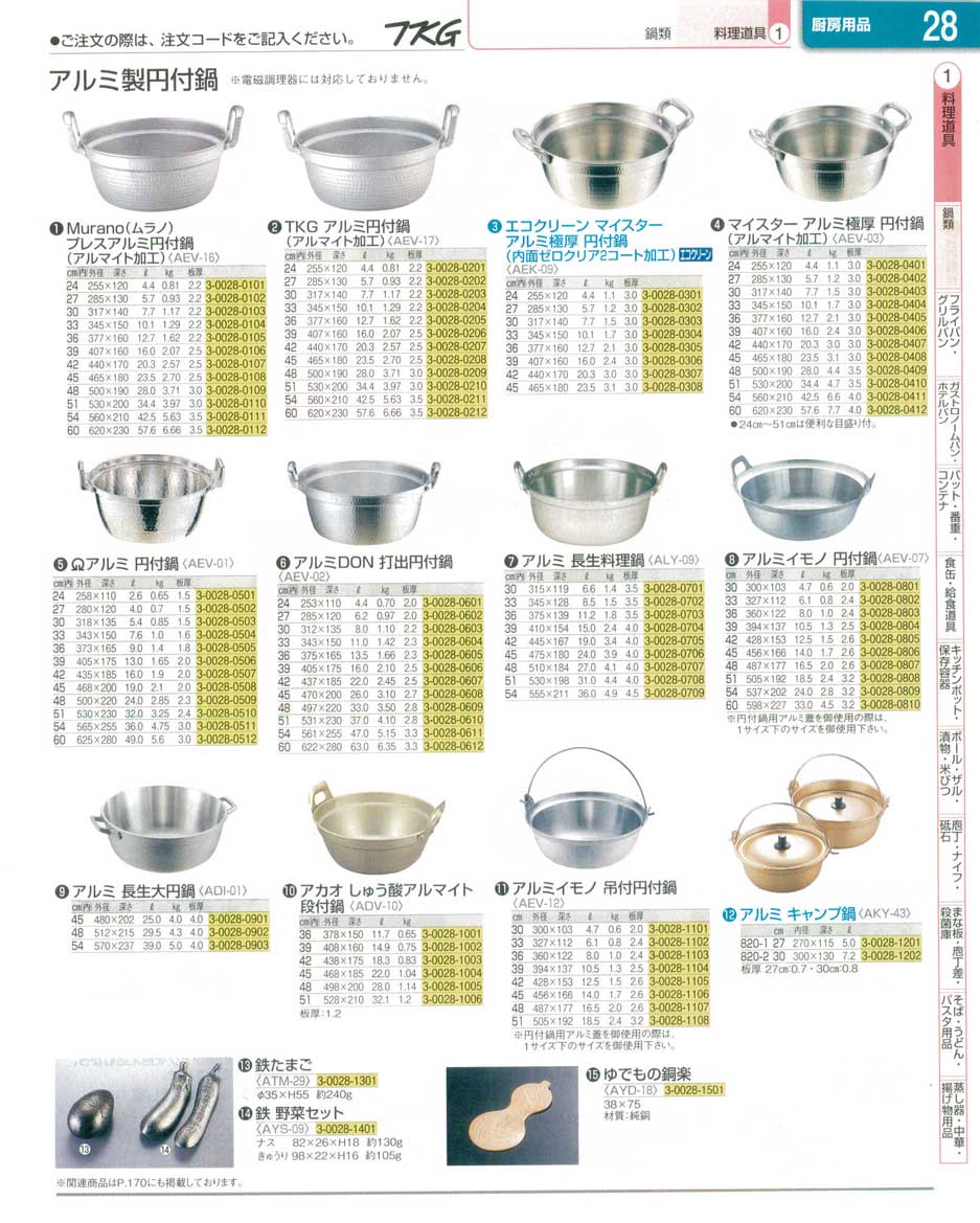 食器 円付鍋 ＴＫＧ業務用総合カタログ１３－１ 遠藤商事－28ページ