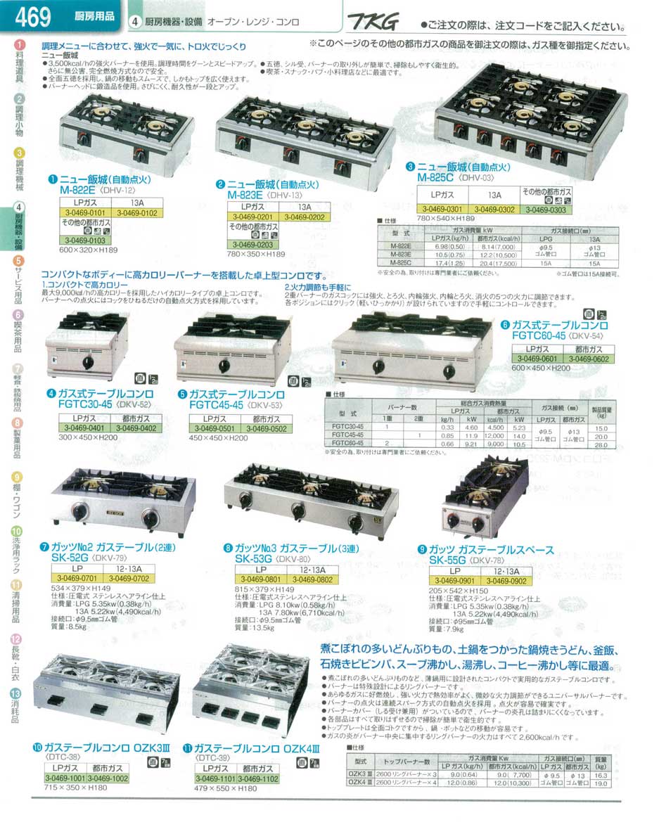 ガス式テーブルコンロ ＦＧＴＣ４５－４５ 都市ガス DKV5302-