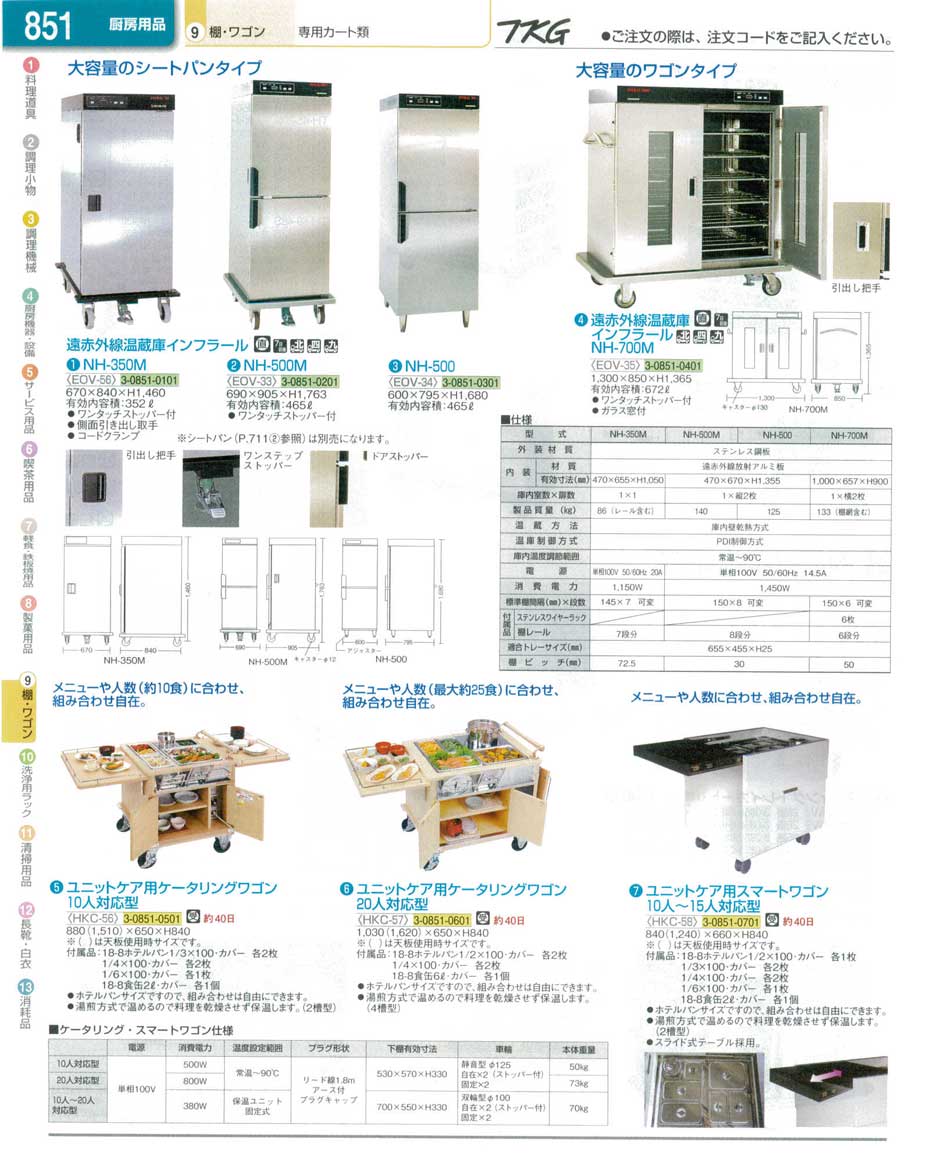 食器 温蔵庫・ケータリングワゴン ＴＫＧ業務用総合カタログ１３－１