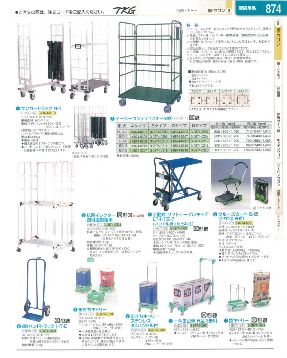 食器 イージーコンテナ・一斗缶台車 ＴＫＧ業務用総合カタログ１３－１