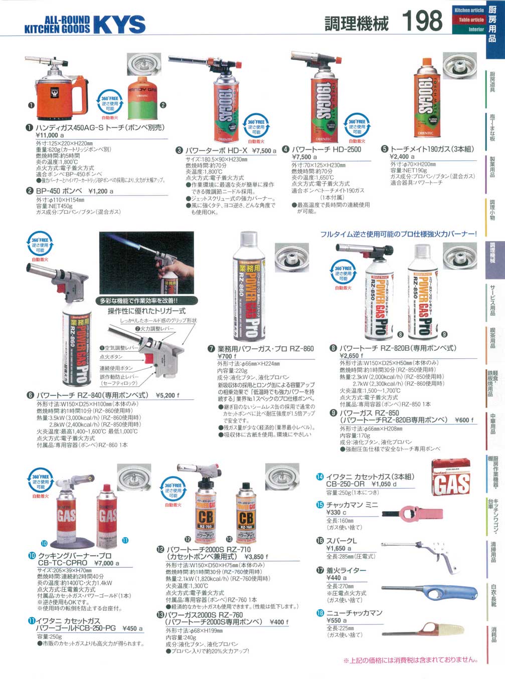 パワーガス・プロレギュラー ＲＺ－８５０ カセットガス式ボンベ