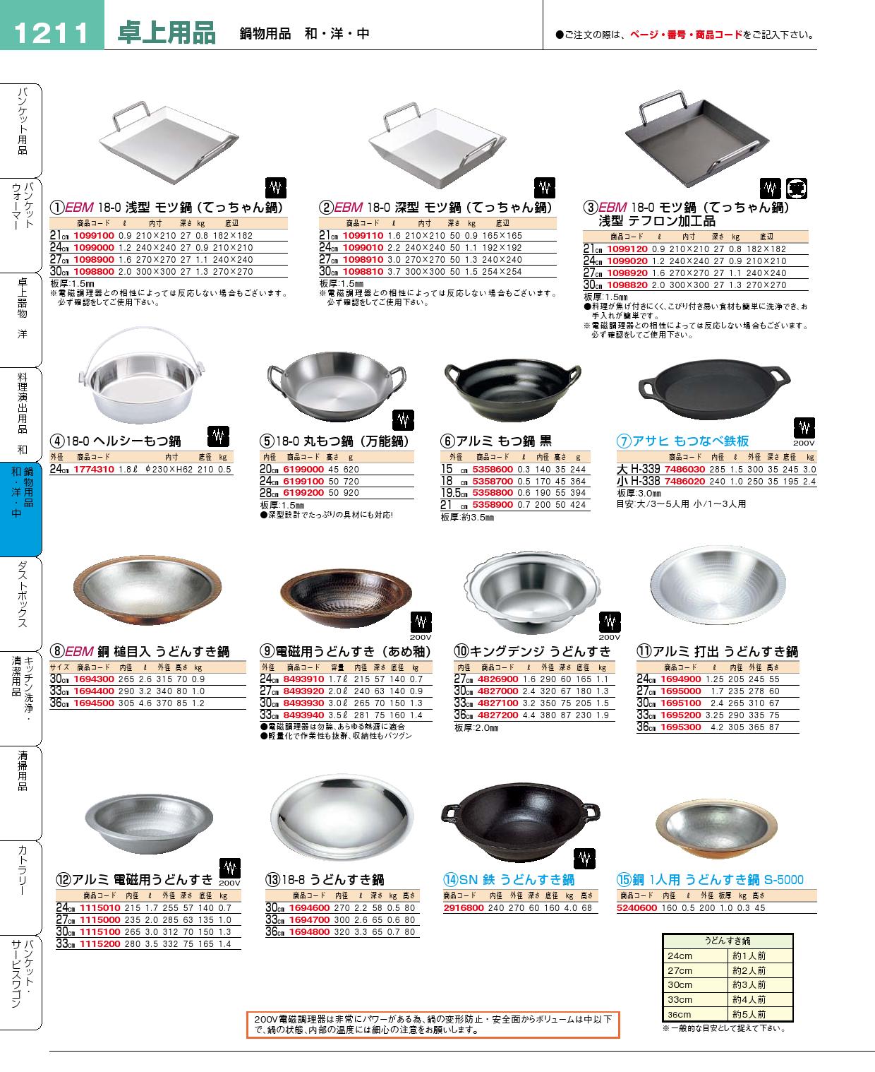 食器 もつ鍋・うどんすき鍋 プロフェッショナルベストコレクション１５ ＥＢＭ－1211ページ