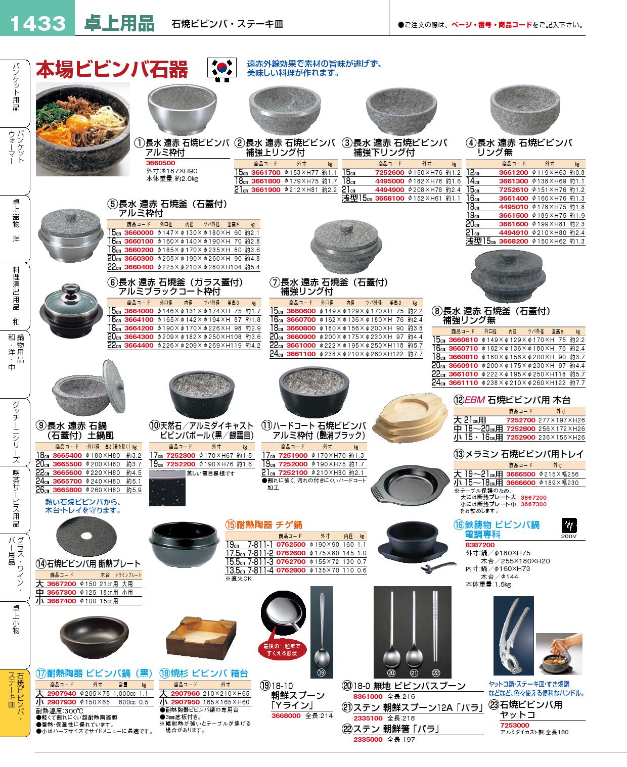 食器 石焼ビビンバ プロフェッショナルベストコレクション１５ ＥＢＭ－1433ページ