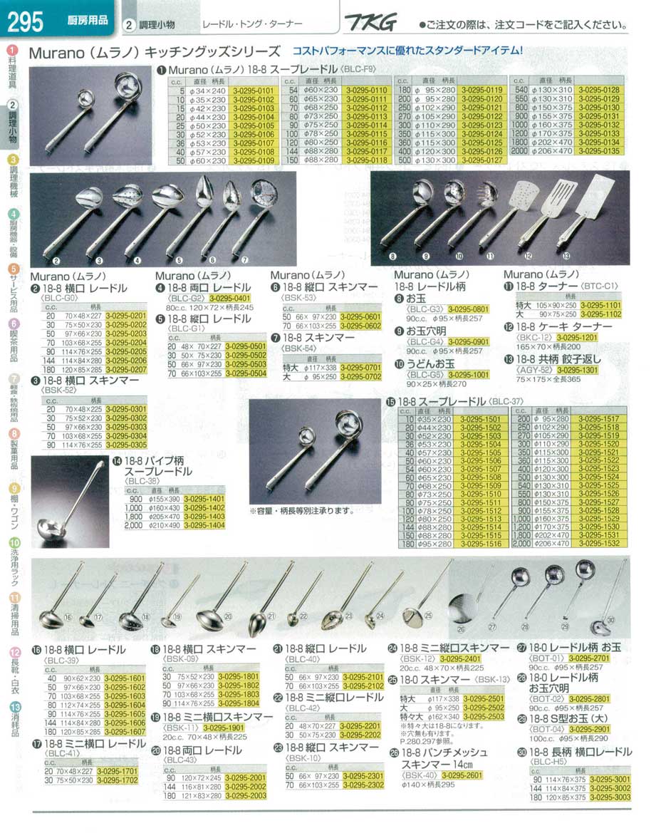 8-0439-0207)BLCG0180(90)ムラノ１８-８横口レードル１８０ｃｃ（商品番号3-0295-0207）