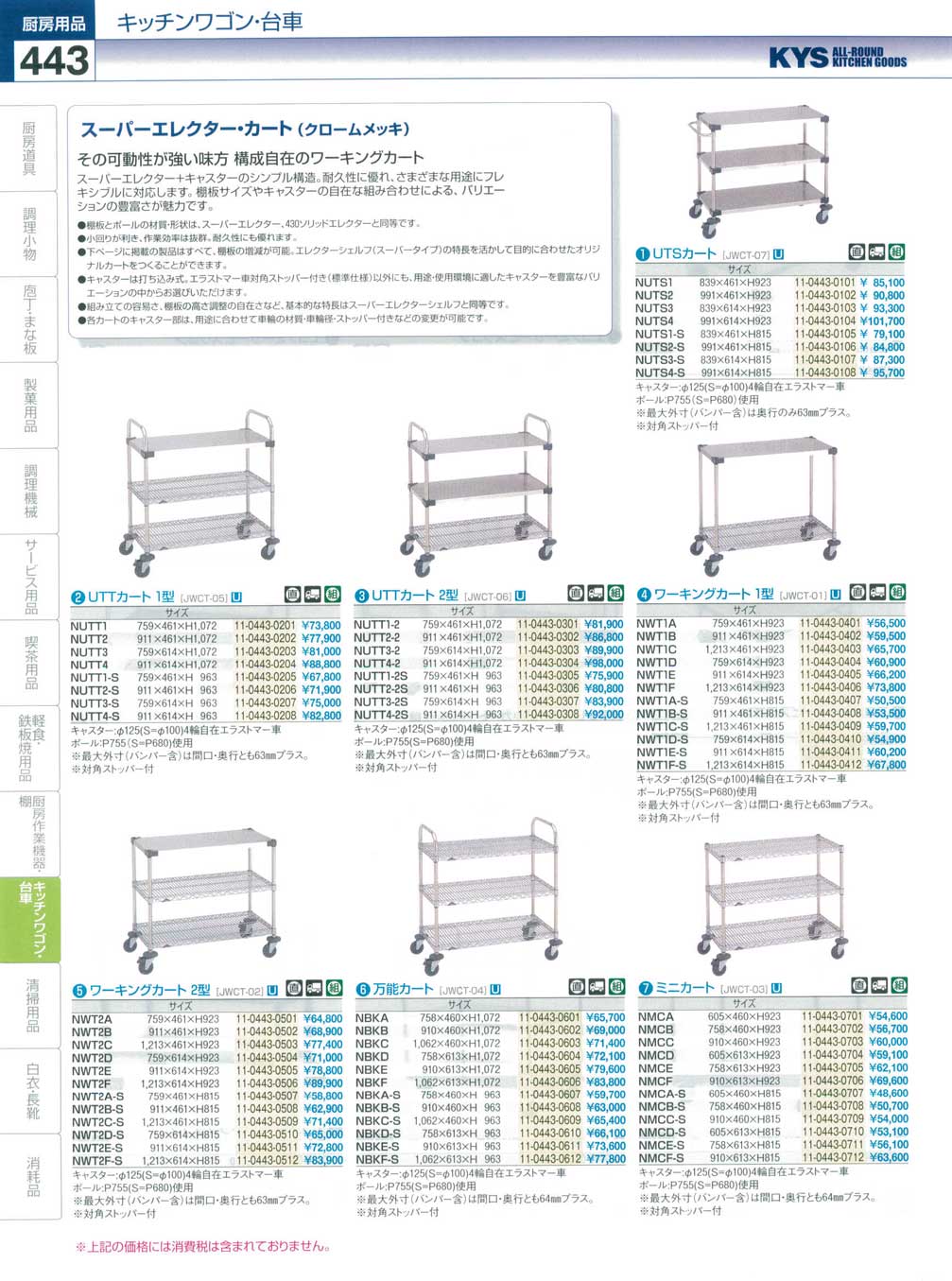 食器 スーパーエレクター・カート（クロームメッキ） ＫＹＳ業務用厨房