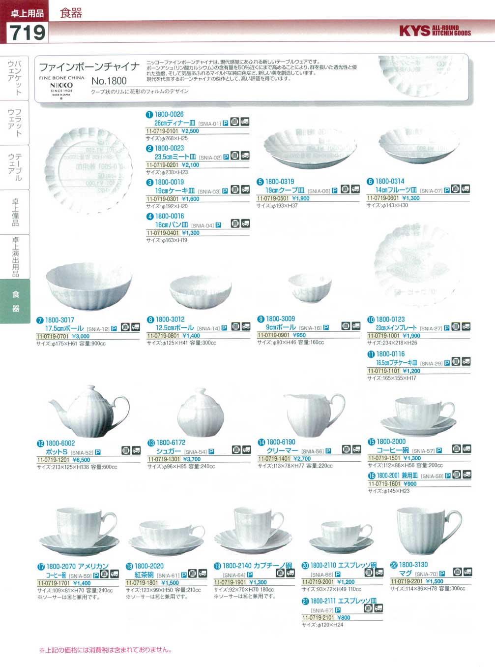 食器 ニッコーファインボーンチャイナ ＫＹＳ業務用厨房用品１１４ 