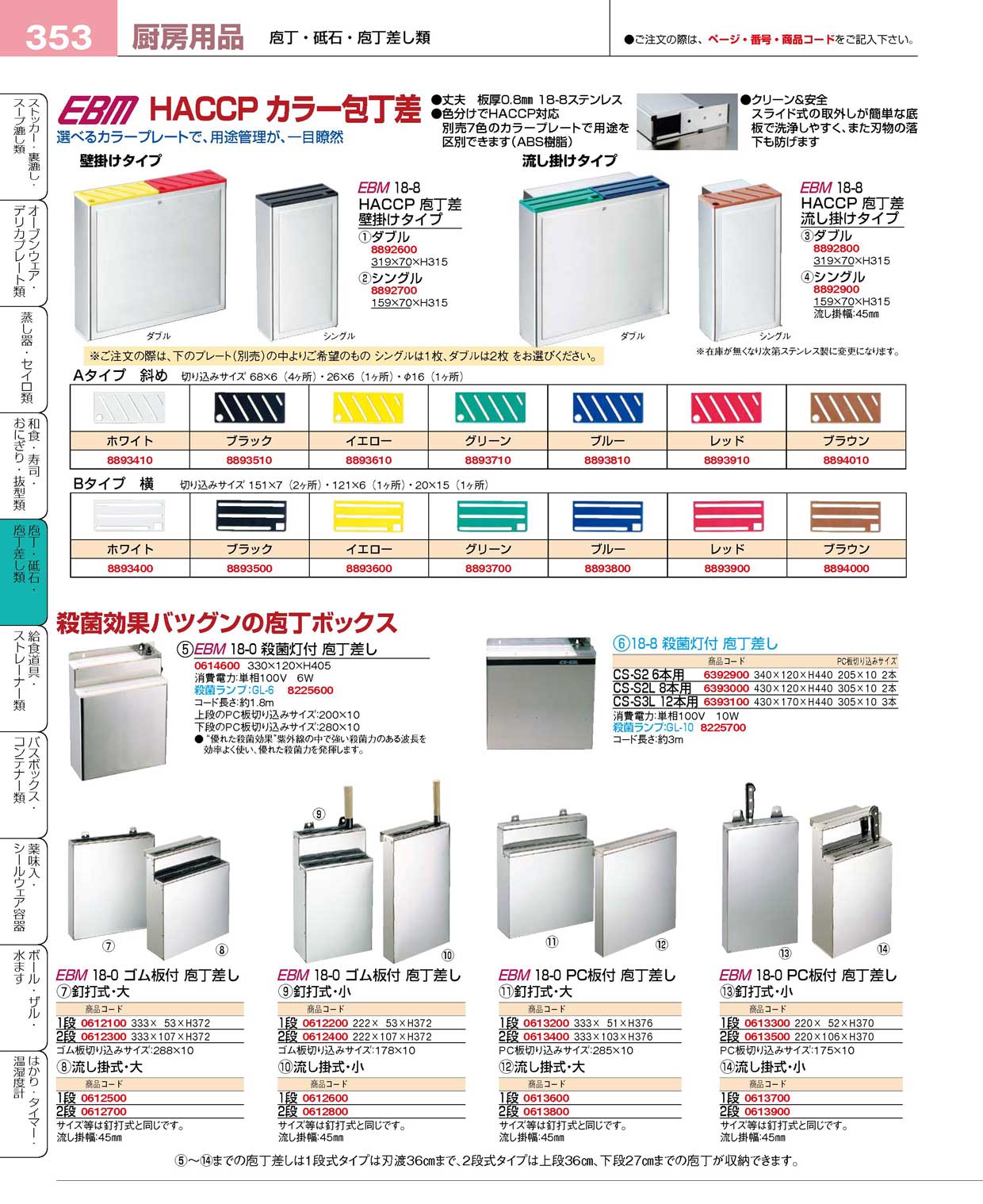 ＥＢＭ ＨＡＣＣＰ庖丁差 壁掛けタイプ シングル本体(90)（商品番号