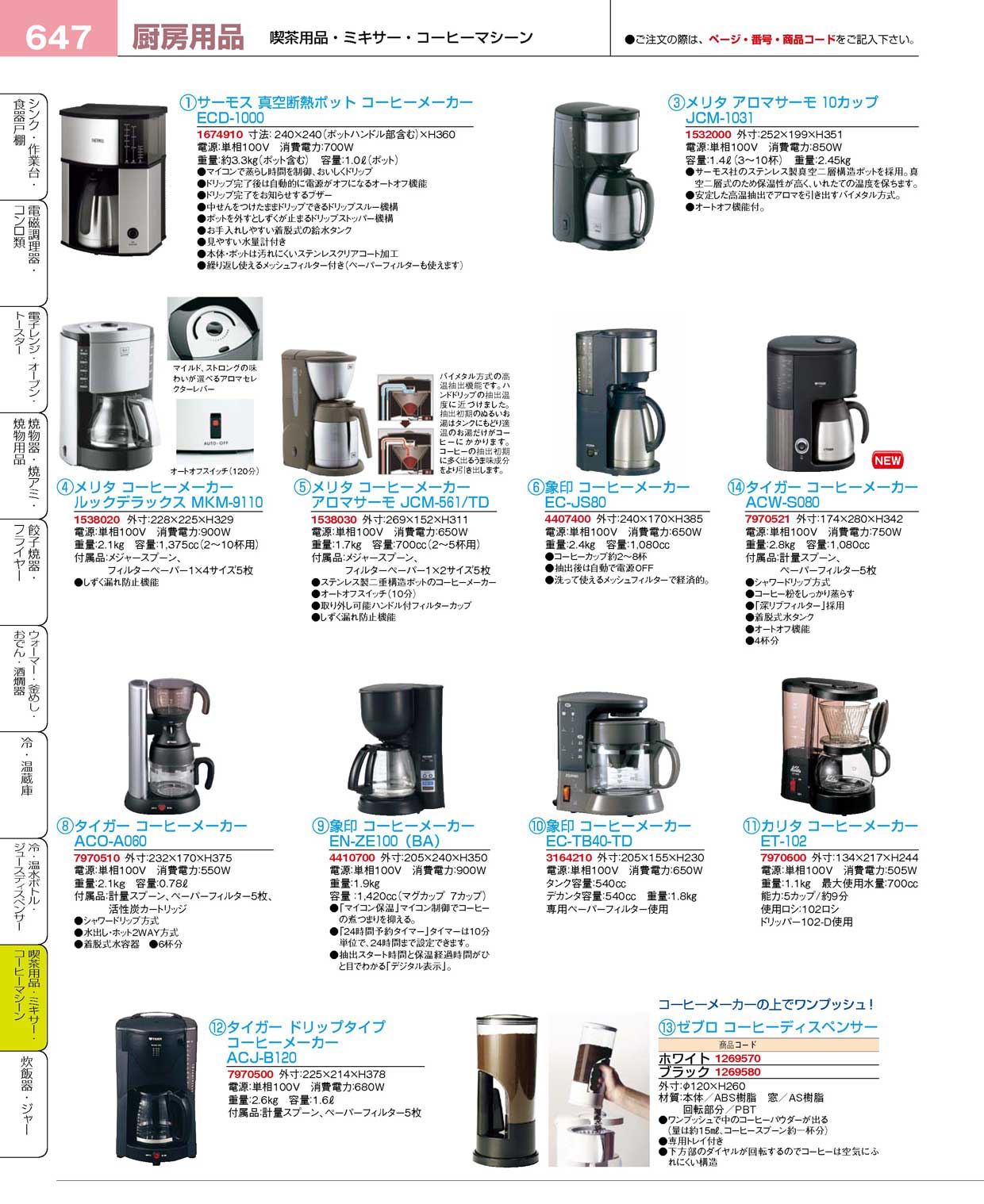 食器 コーヒーメーカー プロフェッショナルベストコレクション１５－１ ＥＢＭ－647ページ