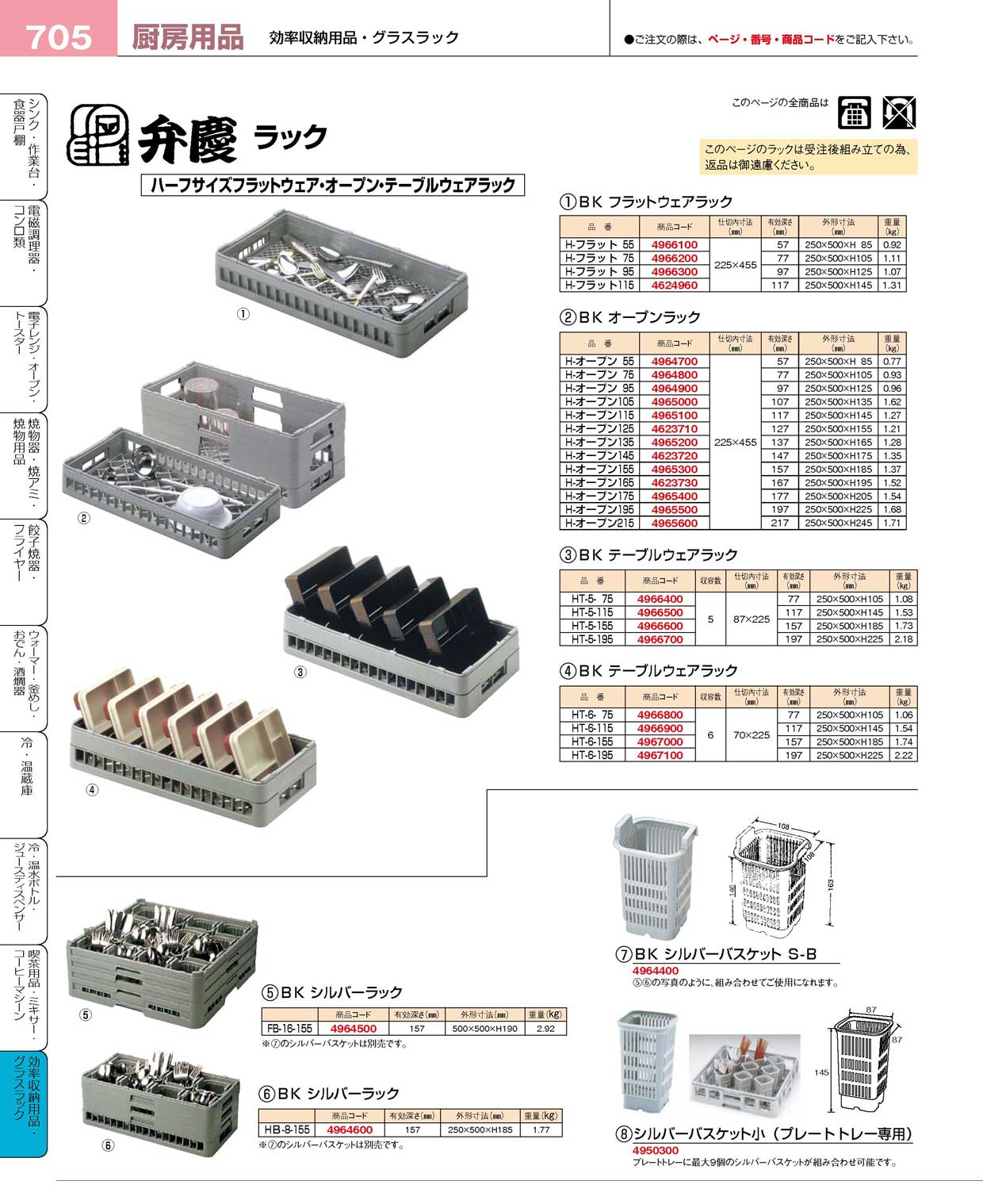 ＢＫ シルバーバスケット 小（プレートトレー専用）(90)（商品番号