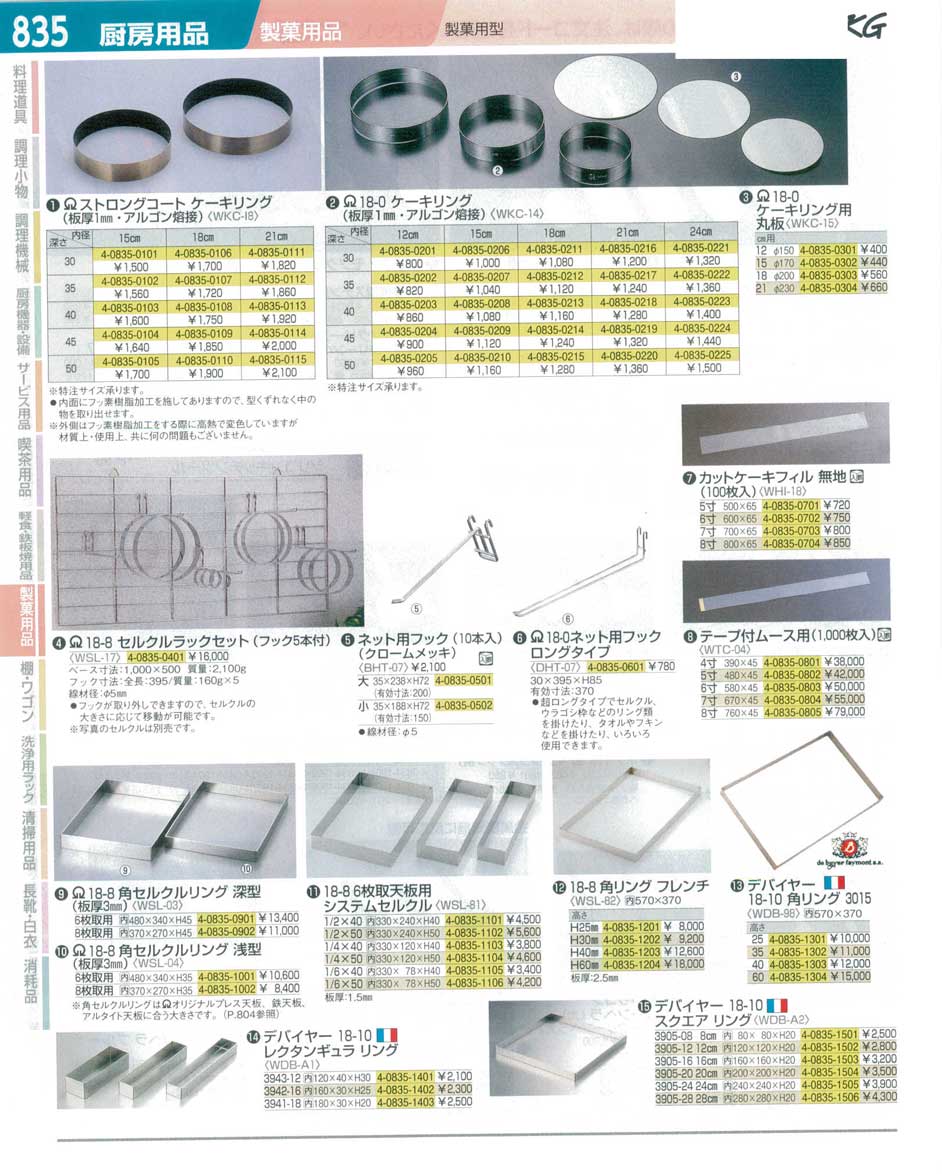 食器 製菓用型・ケーキリング・セルクル・角リング ＴＫＧ１４－１