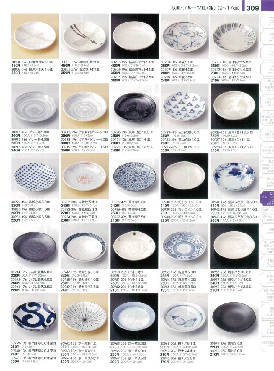 食器 取皿・フルーツ皿（組）（９ｃｍから１７ｃｍ）陶雅１６－309ページ