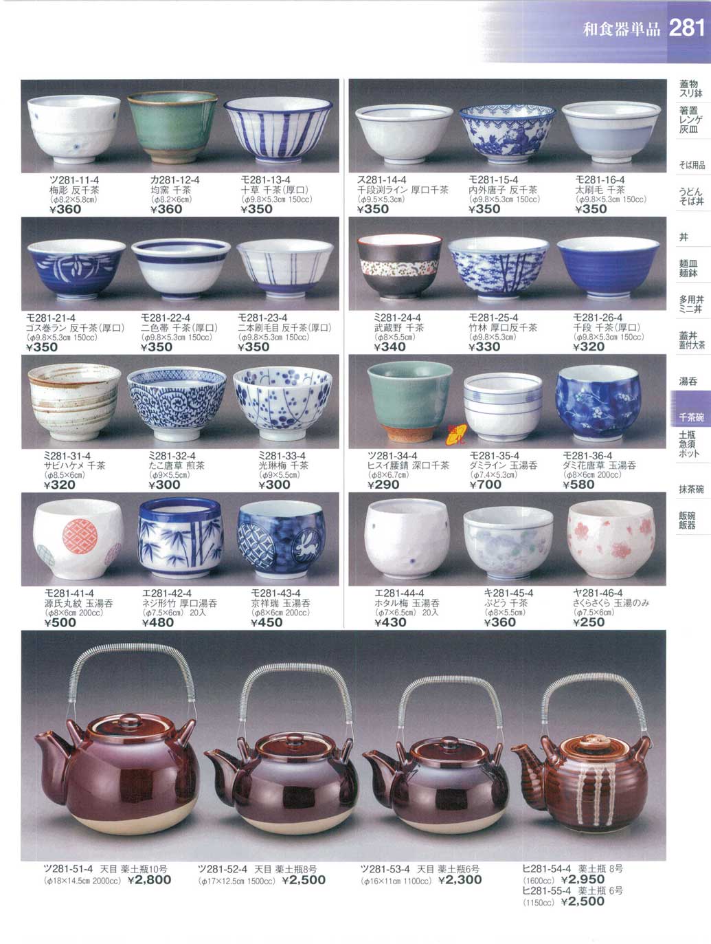 食器 千茶碗・湯呑・薬土瓶陶街道２４－281ページ