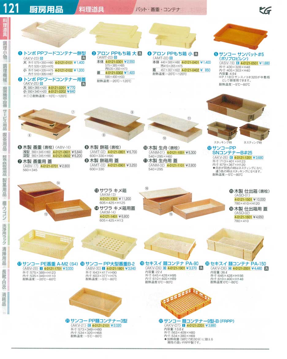 食器 ＰＰコンテナー・もち箱・木製番重・麺コンテナ ＴＫＧ１４－２ ...