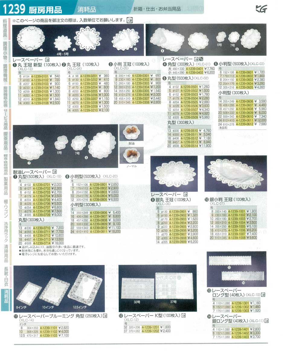 6-1409-0103)XLC1308(90)レースペーパー 丸 王冠新型８号（１ケース