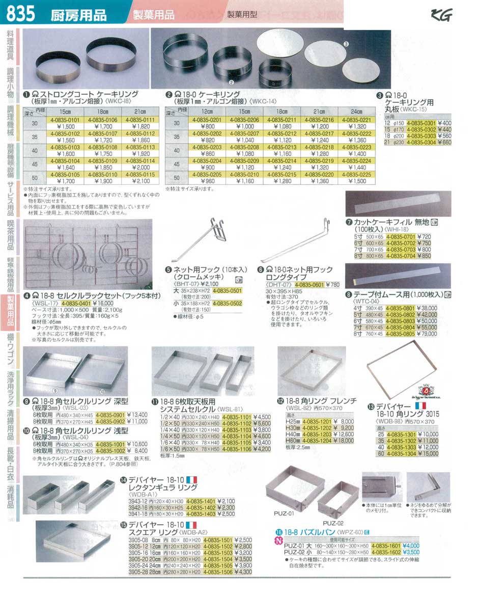 食器 製菓用型・ケーキリング・セルクル・角リング ＴＫＧ１４－２