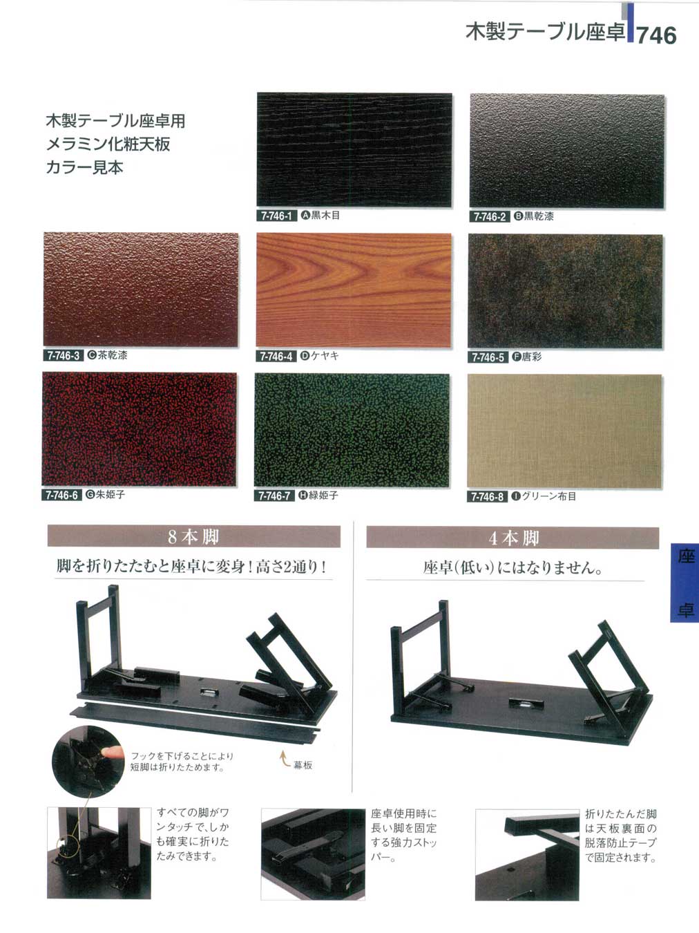 食器 木製テーブル座卓用メラミン化粧天板カラー見本割烹漆器２７－746ページ