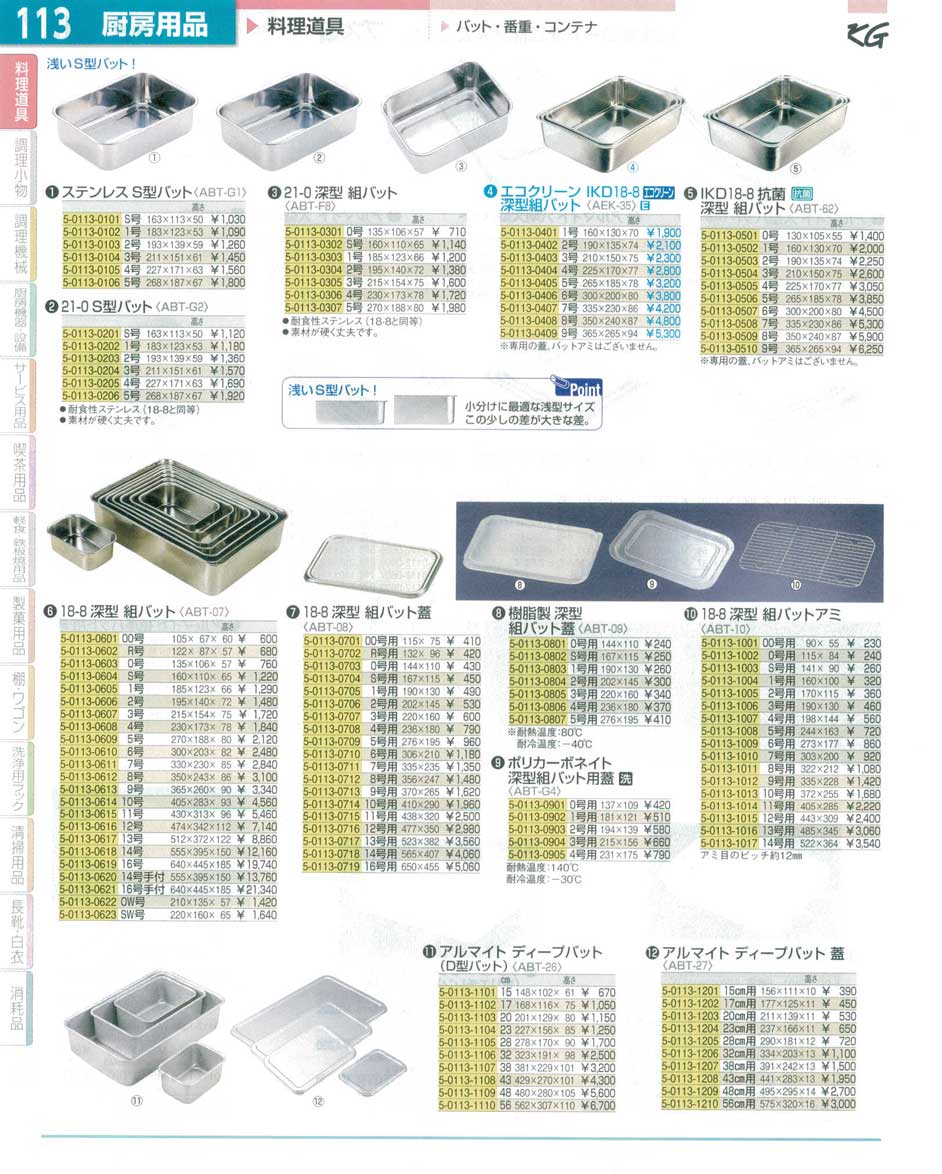 8-0135-0602)ABT07500(90)１８-８深型組バットＲ号（商品番号5-0113-0602）