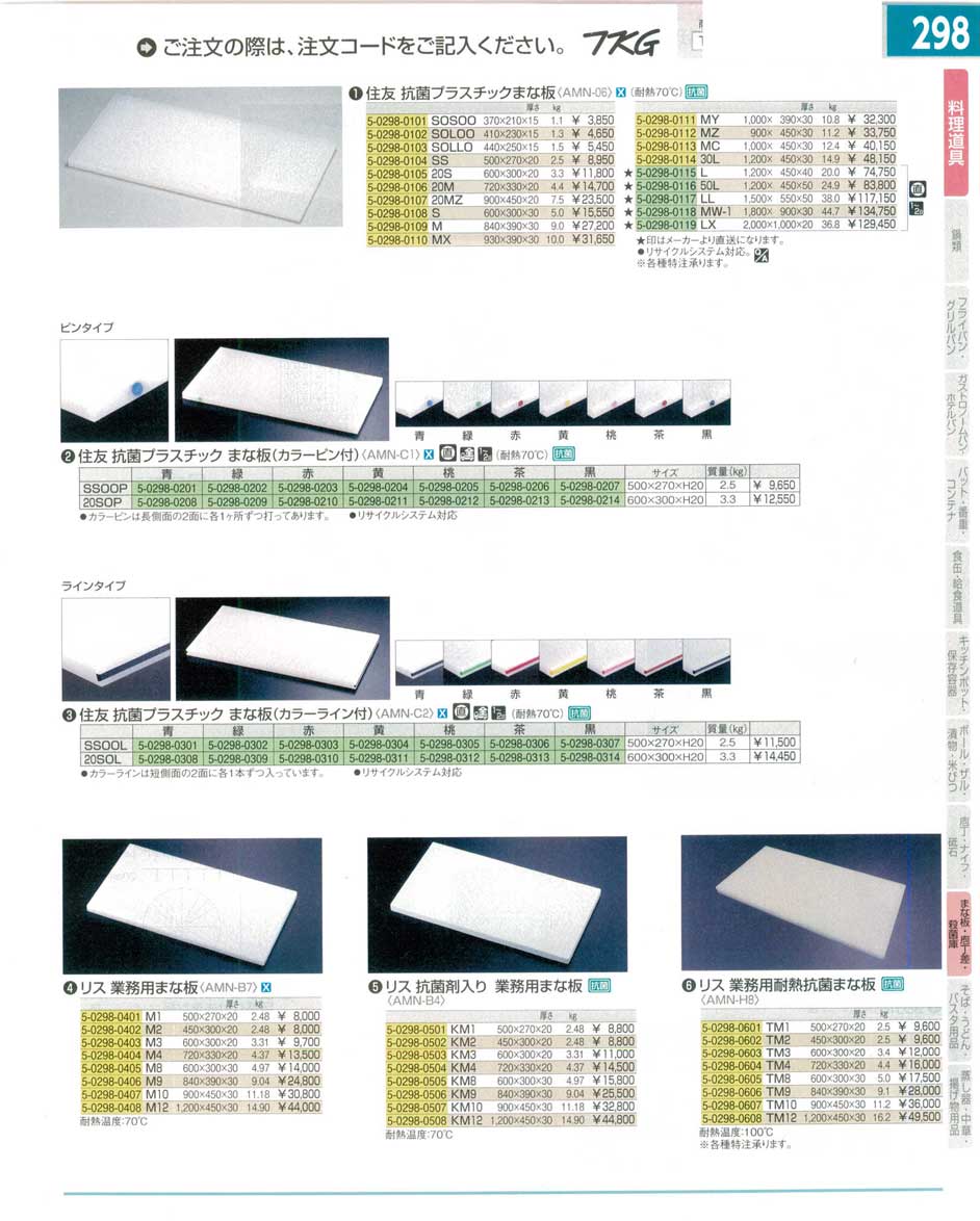 食器 住友抗菌プラスチックまな板・業務用まな板 ＴＫＧ１５－１ 遠藤商事－298ページ