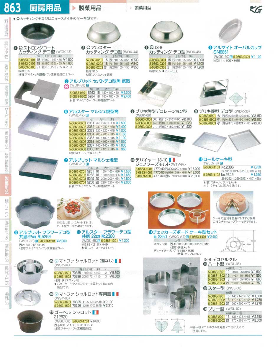 食器 カッティングデコ型・角デコ型・デコセルクル ＴＫＧ１５－１