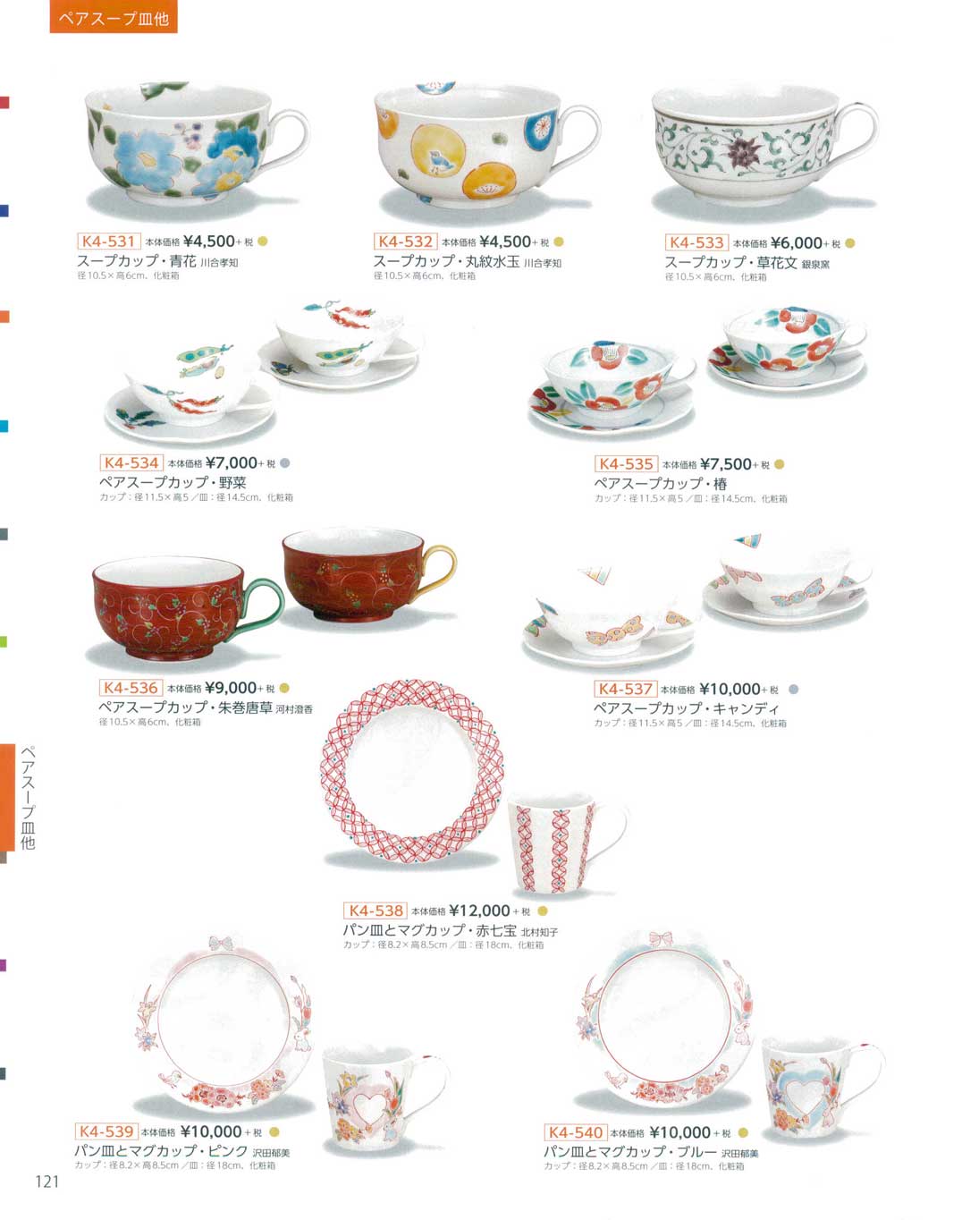 食器 スープカップ・パン皿とマグカップ九谷焼総合カタログＫ４－121ページ