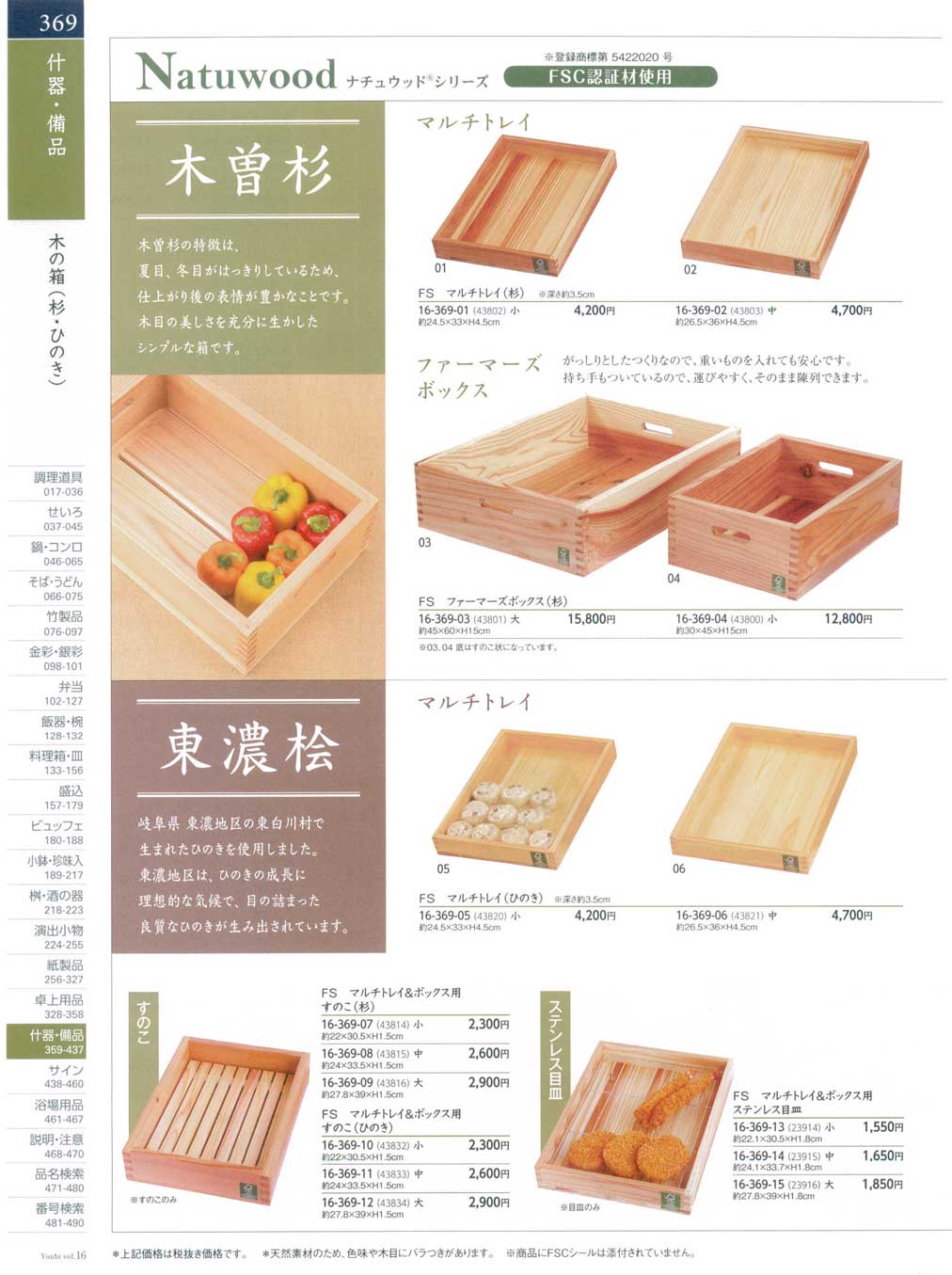 食器 木の箱（杉・ひのき）用美１６－369ページ