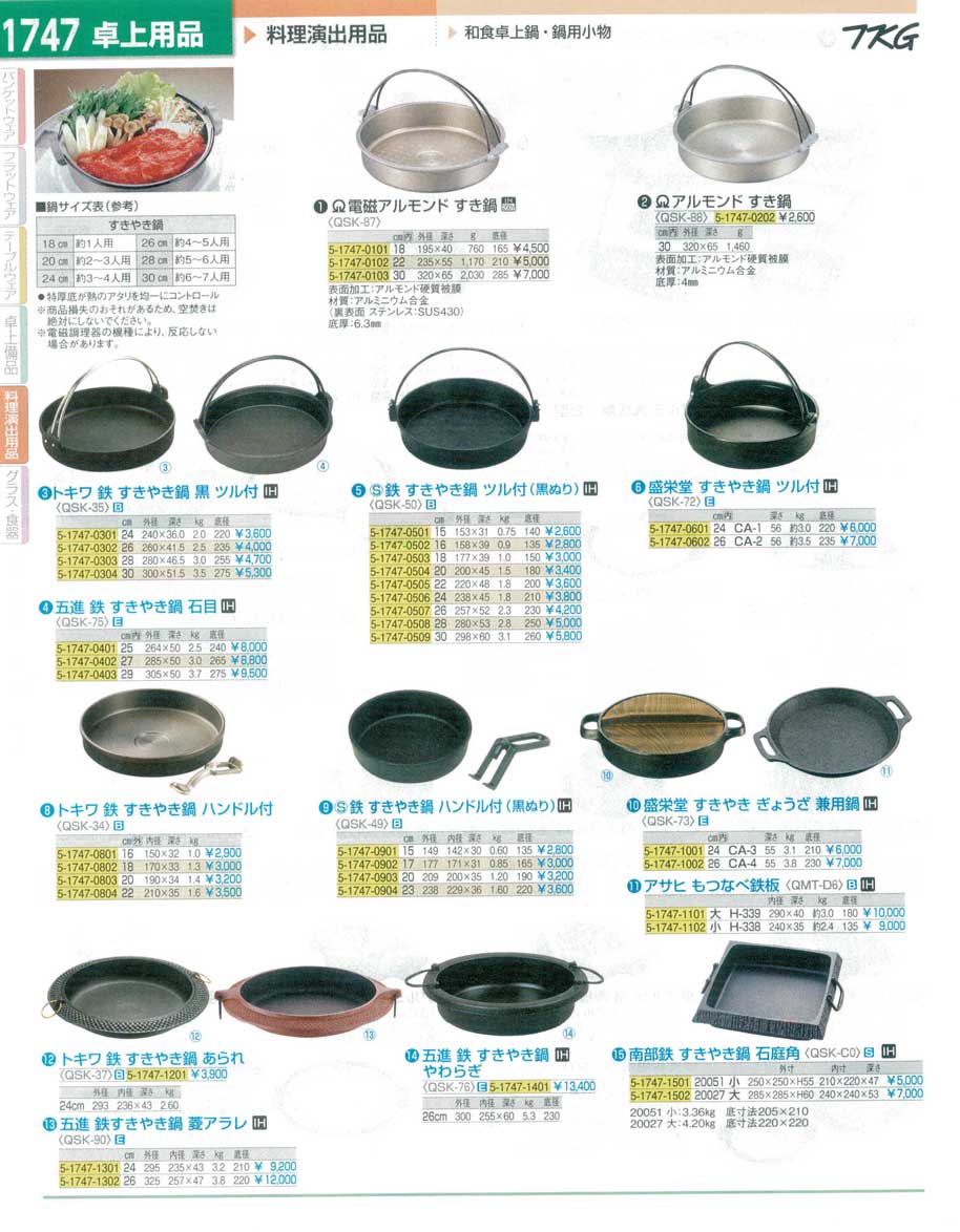 9-2089-1201)QSK37(110)トキワ 鉄すきやき鍋 あられ ２４ｃｍ（商品