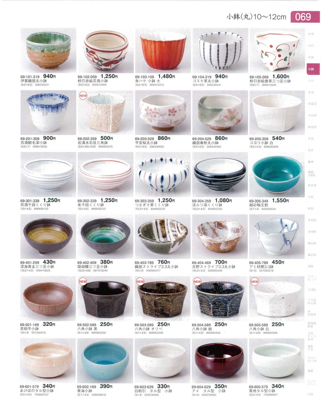 食器 小鉢（丸）１０から１２ｃｍ器蔵９－69ページ