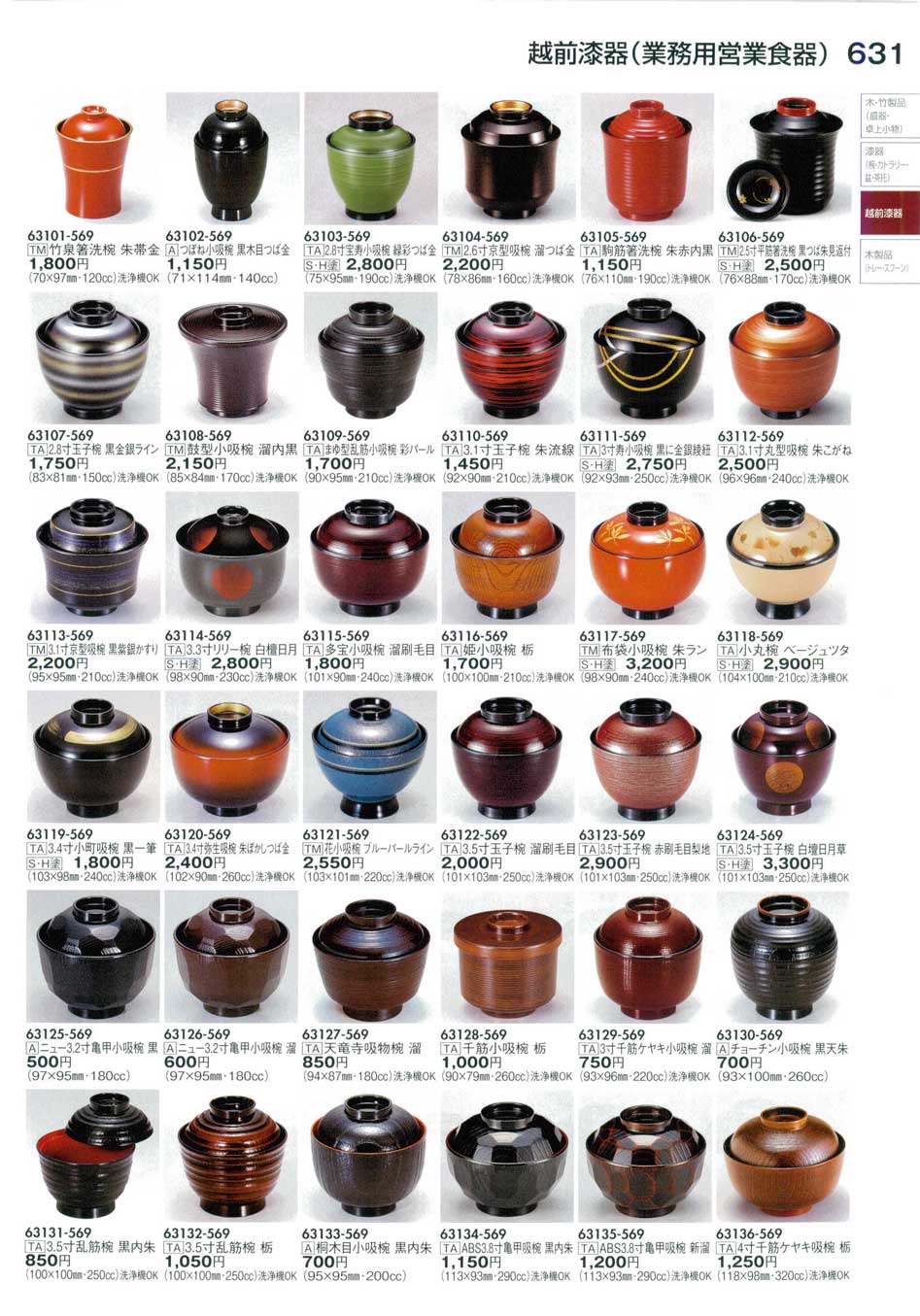 食器 越前漆器（業務用営業食器）Echizen Lacquerware 陶里２９－631ページ