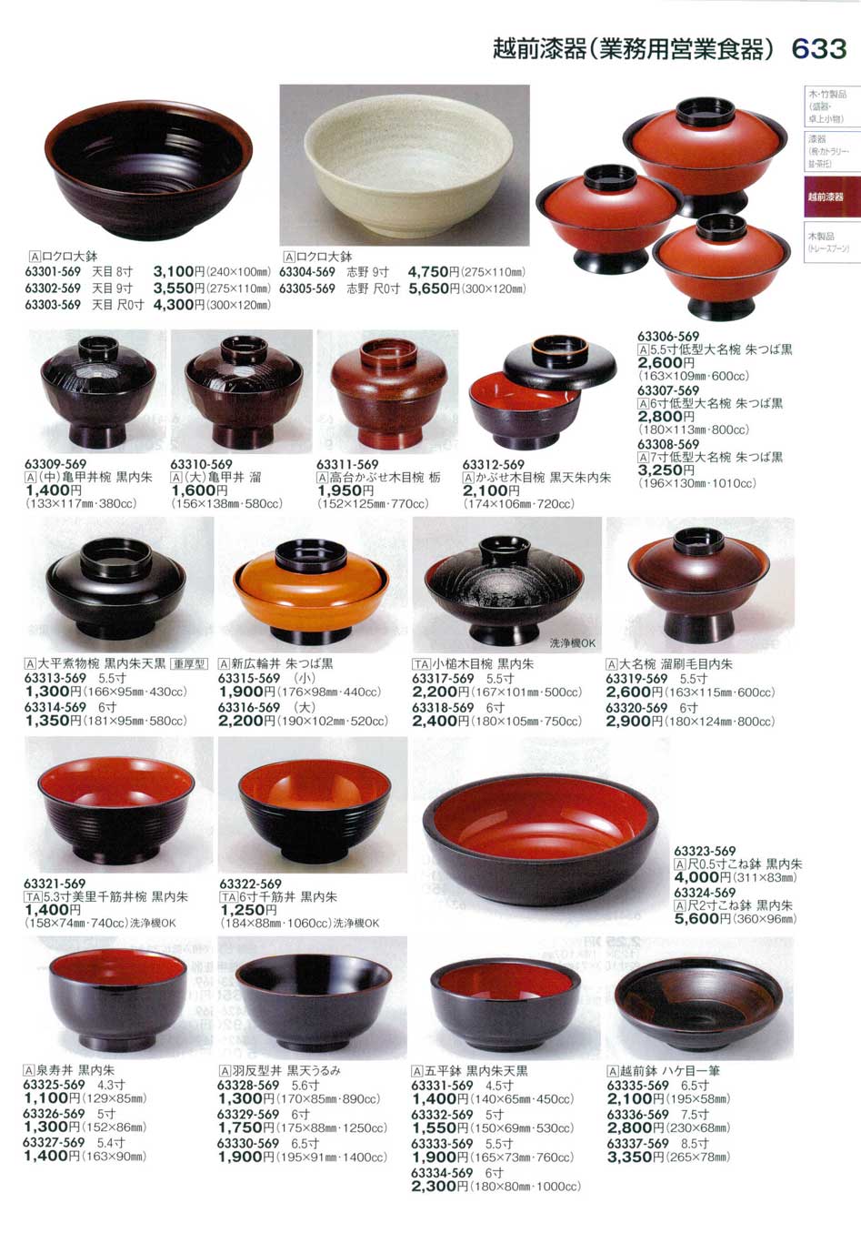 食器 越前漆器（業務用営業食器）Echizen Lacquerware 陶里２９－633ページ