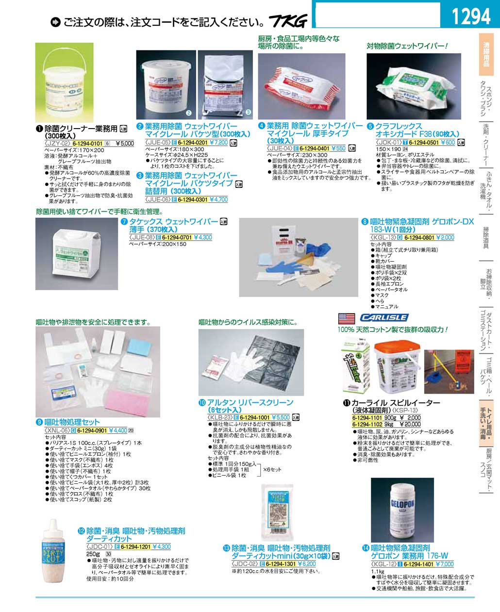 食器 トイレ用品 手洗い 消毒 除菌クリーナー 嘔吐物処理 ｔｋｇ１６ ２ 遠藤商事 1294ページ