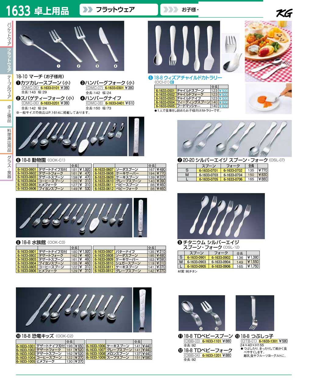 食器 お子様スプーン・フォーク・ナイフ ＴＫＧ１６－２ 遠藤商事－1633ページ