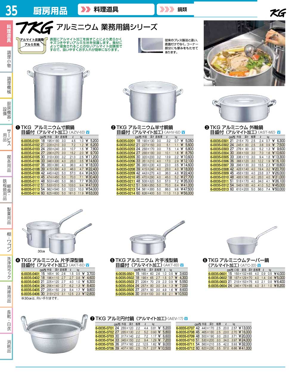 食器 ＴＫＧアルミニウム業務用鍋シリーズ ＴＫＧ１６－２ 遠藤商事－35ページ