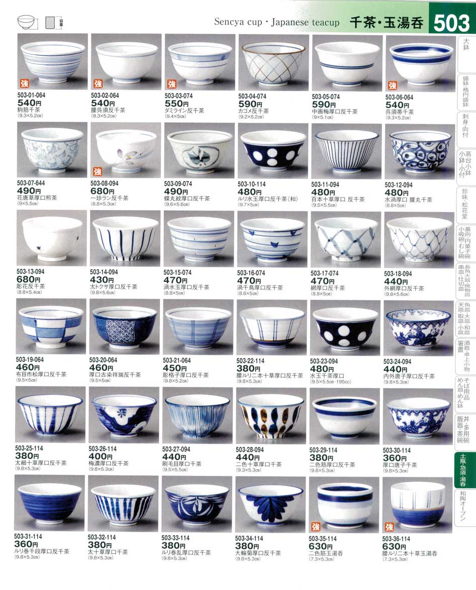 食器 千茶・玉湯呑Sencya cup・Japanese teacup 器望４－503ページ