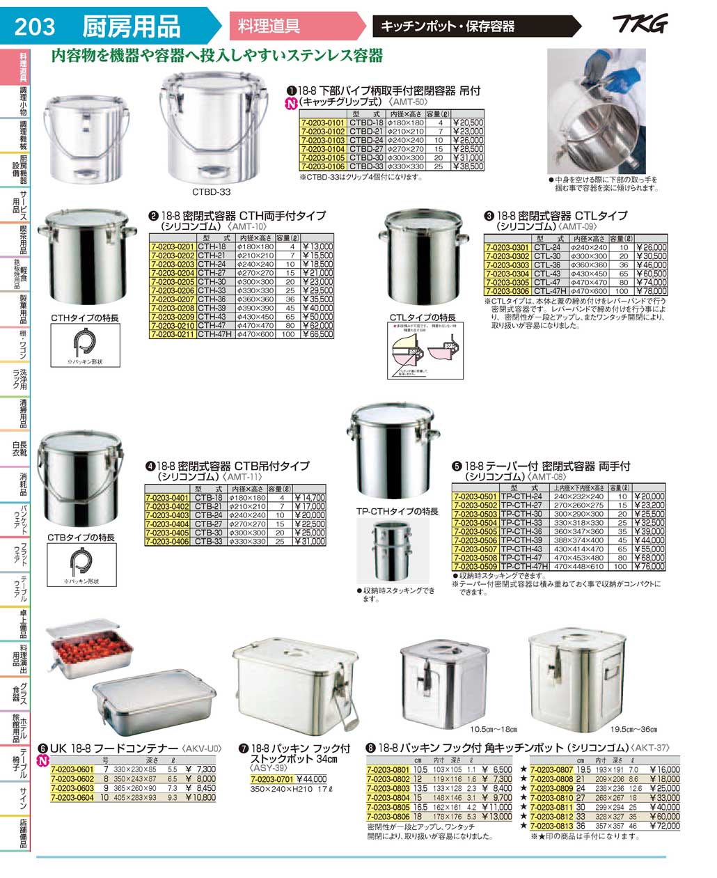 食器 キッチンポット・保存容器 ＴＫＧ１７－１ 遠藤商事－203ページ
