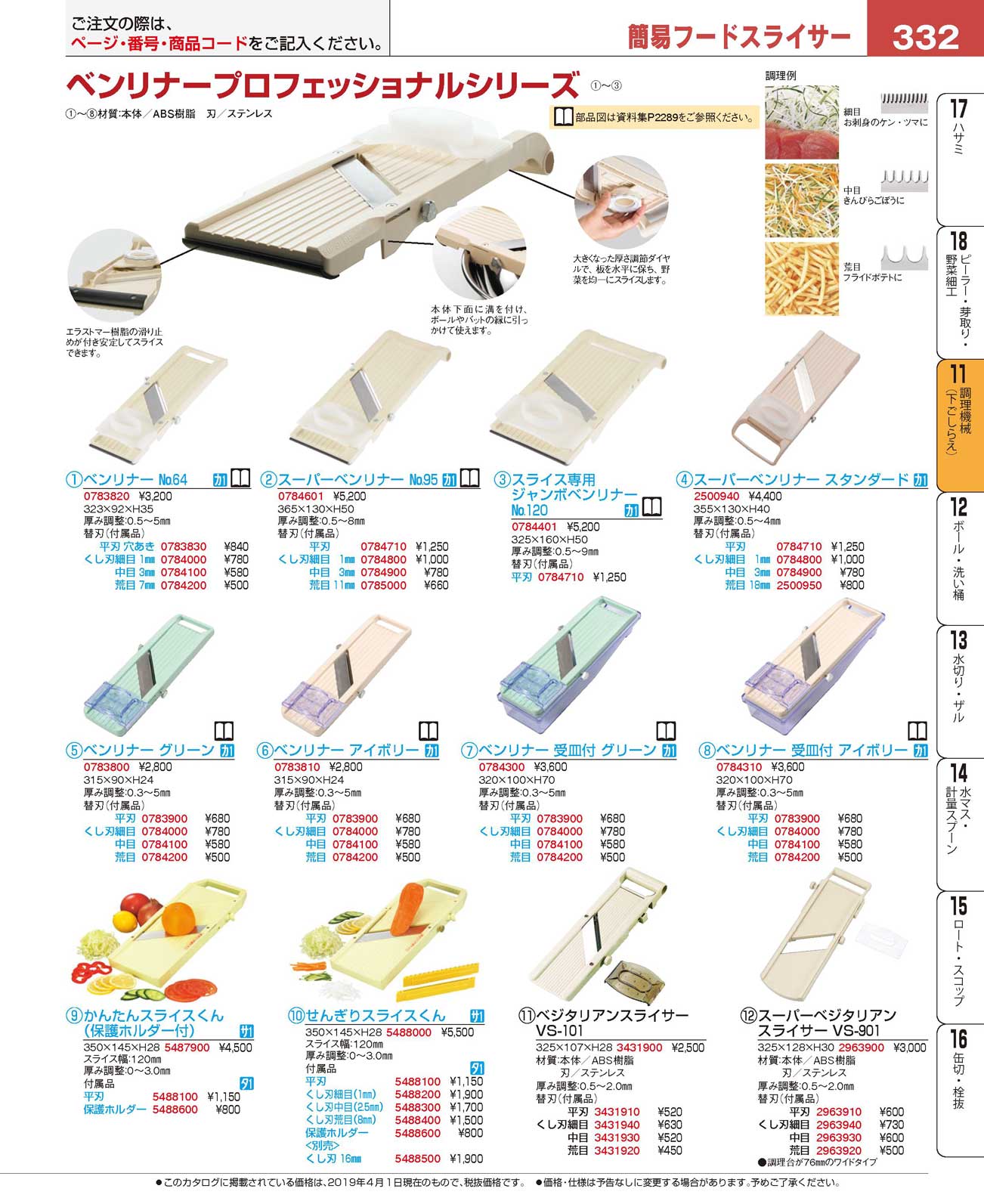 食器 簡易フードスライサーFood Slicers プロフェッショナルベストコレクション１９ ＥＢＭ－332ページ