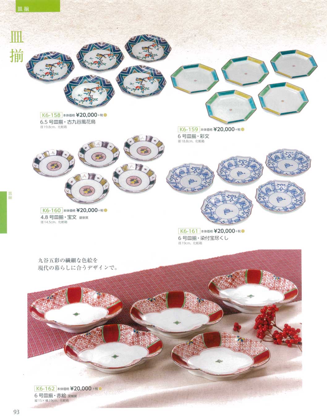 食器 皿揃Kutani-ware, Set of Plates 九谷焼総合カタログＫ６－93ページ