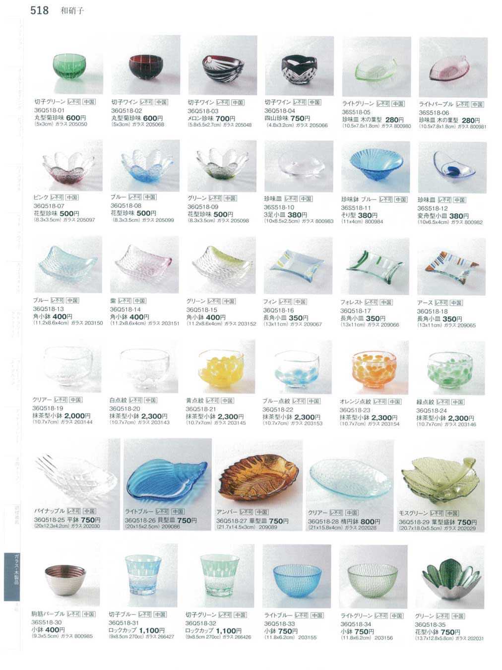 食器 和硝子Japanese Glassware まごころ３６－518ページ